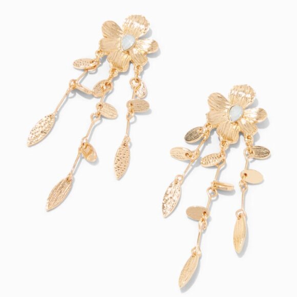 Icing Flower Chandelier Earrings Gold - Picture 1 of 3